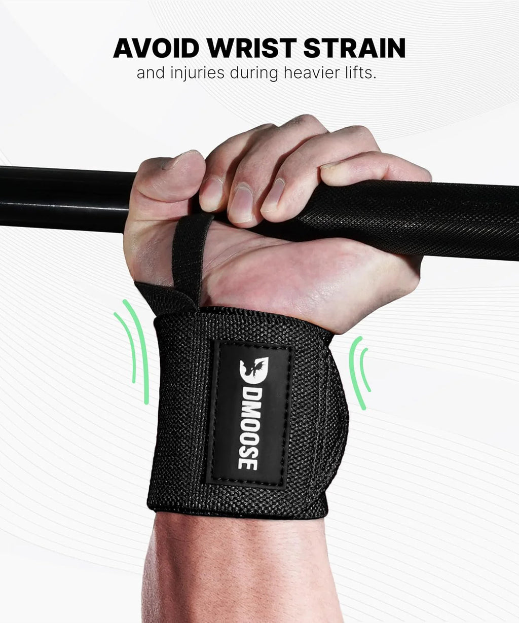Unleash Your Strength with Dmoose 18" Heavy Duty Wrist Wraps - Pain Relief & Ultimate Support for Weightlifting, USPA Approved for All Athletes