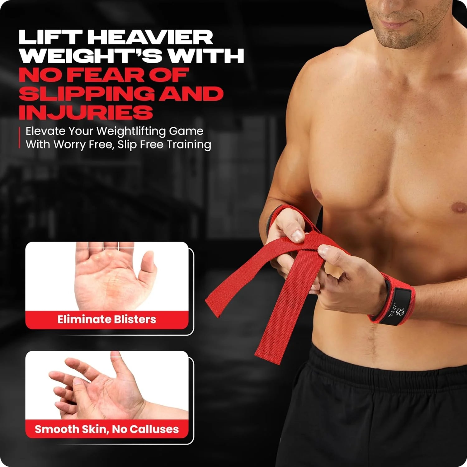 Weightlifting Wrist Straps – 2-Pack Adjustable Padded Neoprene Lifting Straps for Gym, for Men & Women