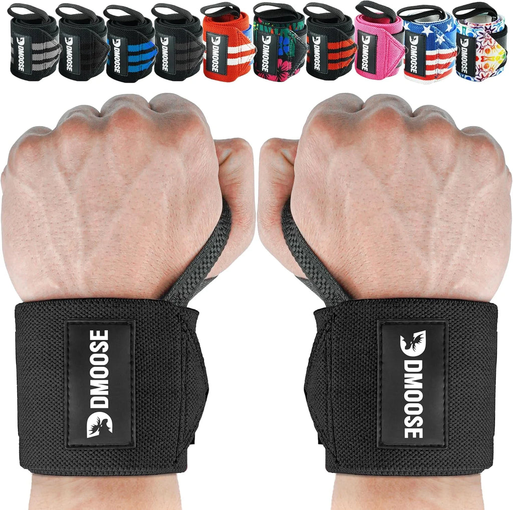 Unleash Your Strength with Dmoose 18" Heavy Duty Wrist Wraps - Pain Relief & Ultimate Support for Weightlifting, USPA Approved for All Athletes