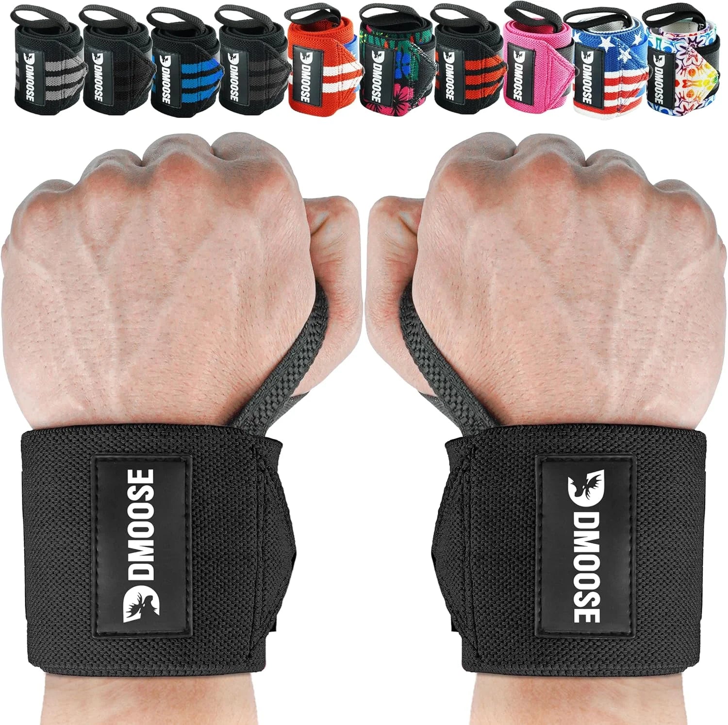 Unleash Your Strength with Dmoose 18" Heavy Duty Wrist Wraps - Pain Relief & Ultimate Support for Weightlifting, USPA Approved for All Athletes