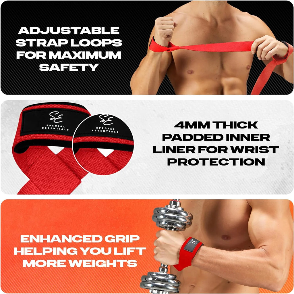 Weightlifting Wrist Straps – 2-Pack Adjustable Padded Neoprene Lifting Straps for Gym, for Men & Women