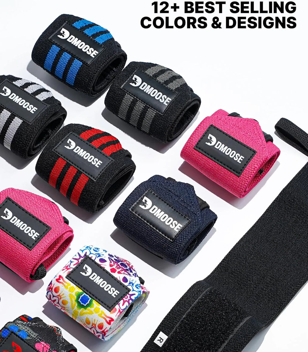 Unleash Your Strength with Dmoose 18" Heavy Duty Wrist Wraps - Pain Relief & Ultimate Support for Weightlifting, USPA Approved for All Athletes