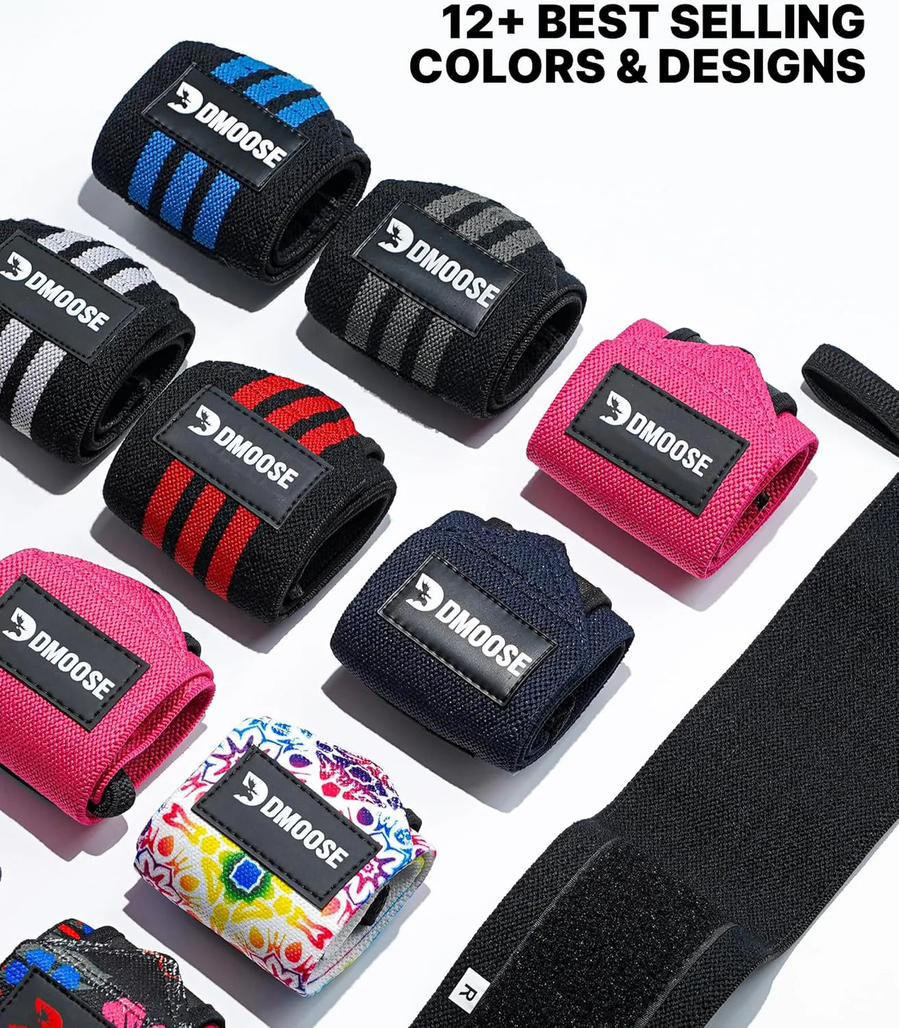Unleash Your Strength with Dmoose 18" Heavy Duty Wrist Wraps - Pain Relief & Ultimate Support for Weightlifting, USPA Approved for All Athletes